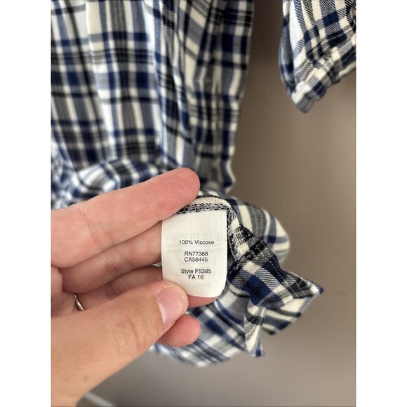 Madewell Women’s Plaid Flannel Shirt Dress Black Blue White Size XS Long Sleeve - Picture 2 of 8
